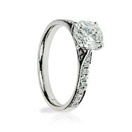 Round Diamond & Pave Solitaire Engagement Ring
